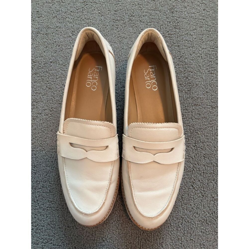 Franco Sarto Ivory Leather Penny Loafers